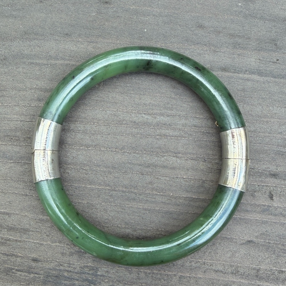 Deep Green nephrite jade Bangle Bracelet